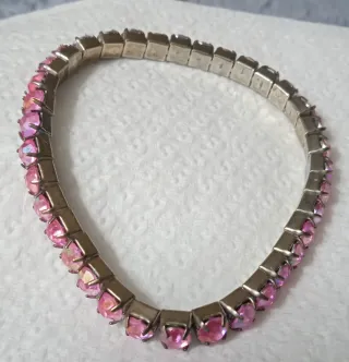 Pulsera imitación Swarovski rosa y plata