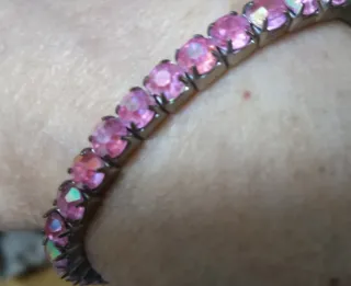 Pulsera imitación Swarovski rosa y plata