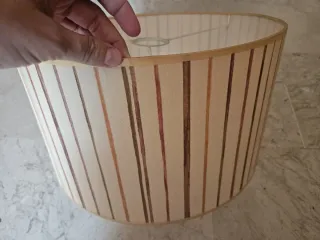 Tulipa lámpara beige crema a rayas de lino