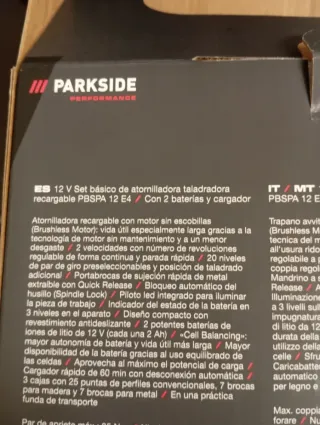 Taladro atornillador Parkside y muchos accesorios