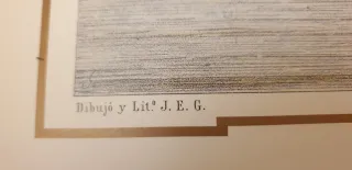 Litografía J.E.G Puente de Hierro Sevilla