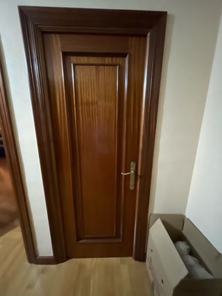 Puerta madera maciza con cristales y ciega