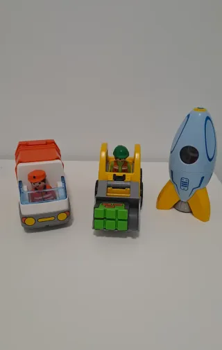 Lote juguetes Playmobil: Camión, Excavadora Cohete