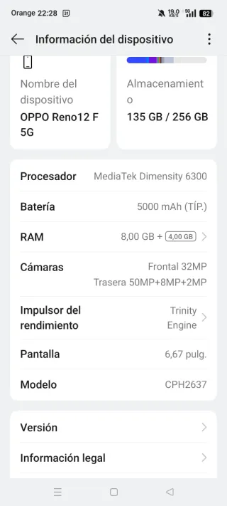 Móvil OPPO Reno12 F 5G Negr