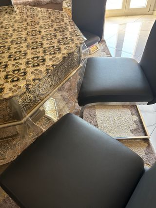 Set 6 Sedie Pelle Grigio Scuro Fatte a Mano