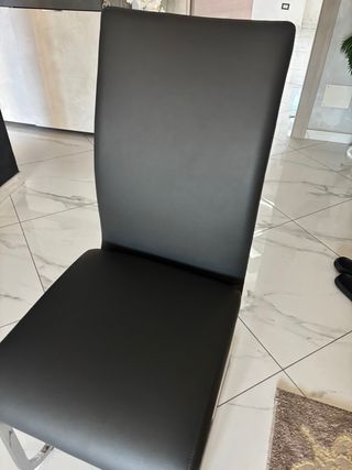 Set 6 Sedie Pelle Grigio Scuro Fatte a Mano