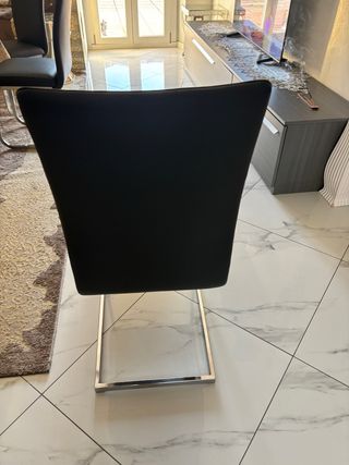 Set 6 Sedie Pelle Grigio Scuro Fatte a Mano