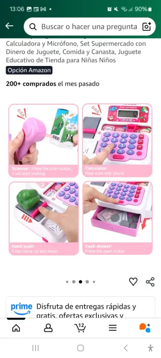 Caja registradora de juguete con calculadora