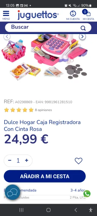 Caja registradora de juguete con calculadora