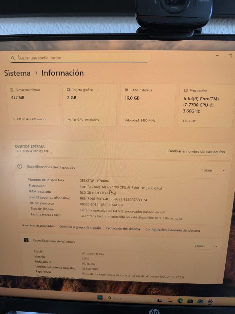 HP EliteDesk 800 G3 SFF I7 7gen (GPU opcional) afbeelding 2
