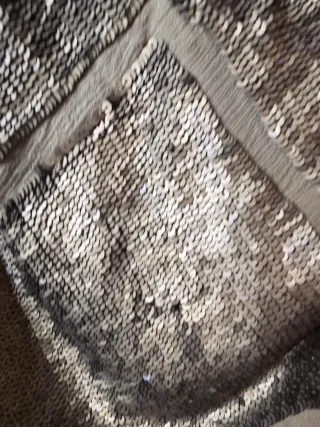 Vestido de fiesta lentejuelas beige y dorado