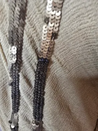 Vestido de fiesta lentejuelas beige y dorado