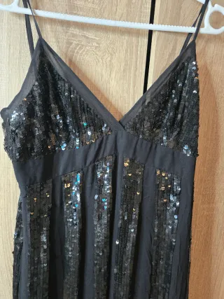 Vestido largo negro lentejuelas
