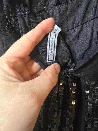 Vestido largo negro lentejuelas