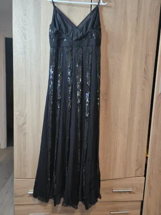 Vestido largo negro lentejuelas