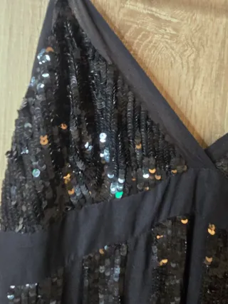 Vestido largo negro lentejuelas