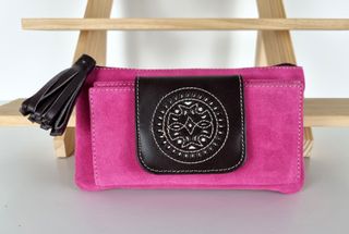 Monedero-Cartera en Piel Genuina y Piel de Ante