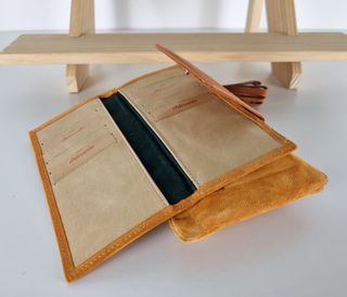 Monedero-Cartera en Piel Genuina y Piel de Ante