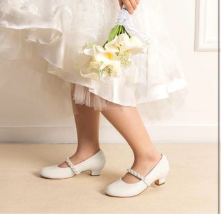 Zapatos Bailarina Niña Perlas Boda Bautizo