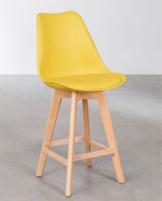 Taburete alto amarillo asiento polipiel