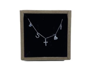 cadena plata 925mm con piedra con circonita 19 2.5cm