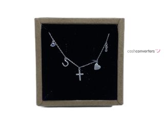cadena plata 925mm con piedra con circonita 19 2.5cm