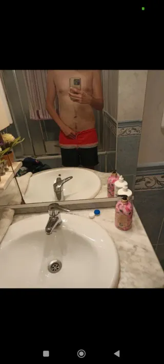 Bañador hombre naranja y azul