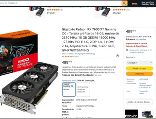 Gigabyte RX 7600 XT 16GB Tarjeta Gráfica