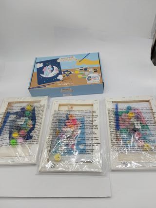 BONNYCO Pintar por Numeros Niños Unicornios, Pack 3 Lienzos Unicornios para Niñas, Kit Manualidades Niños, Juguetes y Regalos Ni