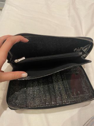 Monedero Stradivarius Negro Brillante