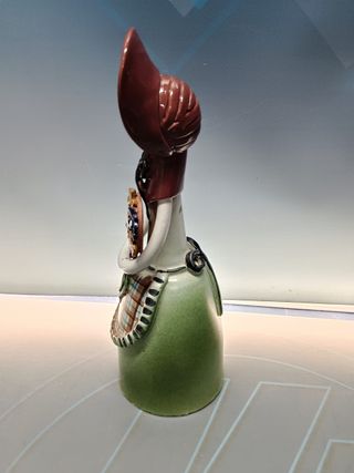 Figura, cerámica, decorativa , mujer con flores, terracota esmaltada