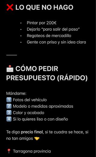 Pintura de todo tipo de vehículos A DOMICILIO