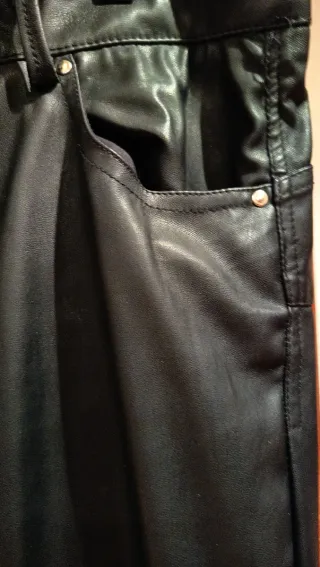 Pantalón efecto piel Denim mujer