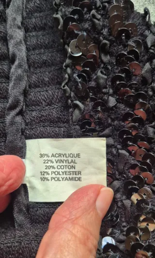 TOP ELÁSTICO LENTEJUELAS NEGRO T.ÚNICA