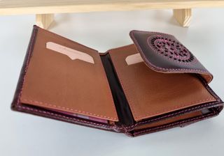 Cartera en Piel Genuina Super Suave-Marrón-Fucsia