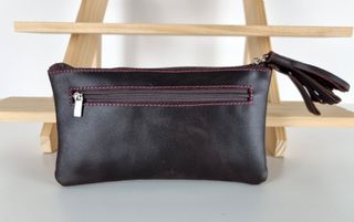 Cartera en Piel Genuina Super Suave-Marrón-Fucsia