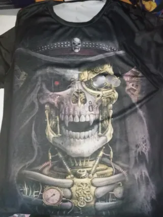 Camiseta Calavera Fuego Negra