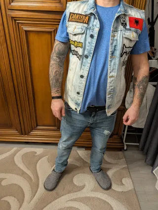 Giacca di jeans metal customizzata M/L