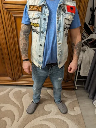 Giacca di jeans metal customizzata M/L