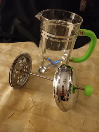 Cafetera Émbolo + 2 Vasos Cristal