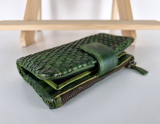 Cartera Trenzada a Mano-Piel Genuina-Vintage-Italy