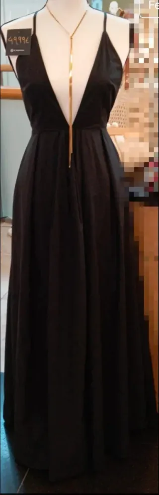 Vestido longo decote V