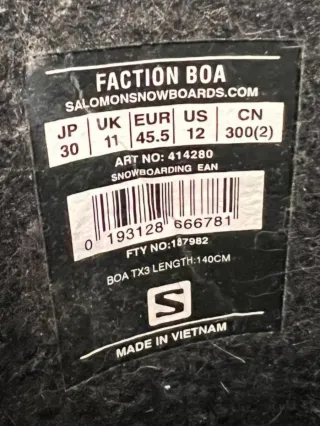 Botas Snowboard Salomon Talla 43