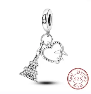 Charm Torre Eiffel París Corazón Avión Pandora