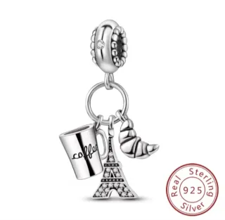 Charm Pandora Torre Eiffel, Croissant y Café