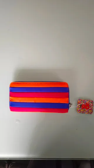 Cartera monedero Fun&Basics rayas azul, naranja