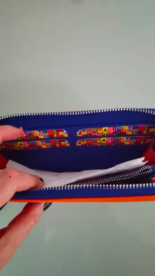 Cartera monedero Fun&Basics rayas azul, naranja