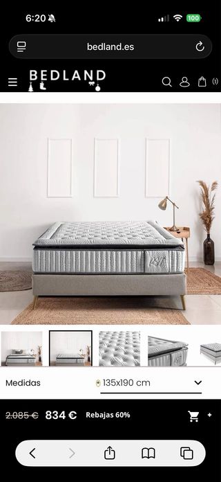 Colchon RS7 BEDLAND 135x190 Menos de 1 año