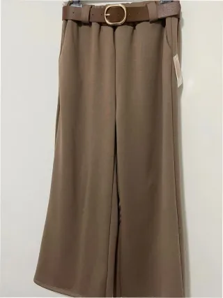 Pantalón ancho wide leg caramelo