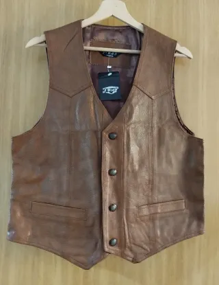 Chaleco de cuero JAY marrón Talla M